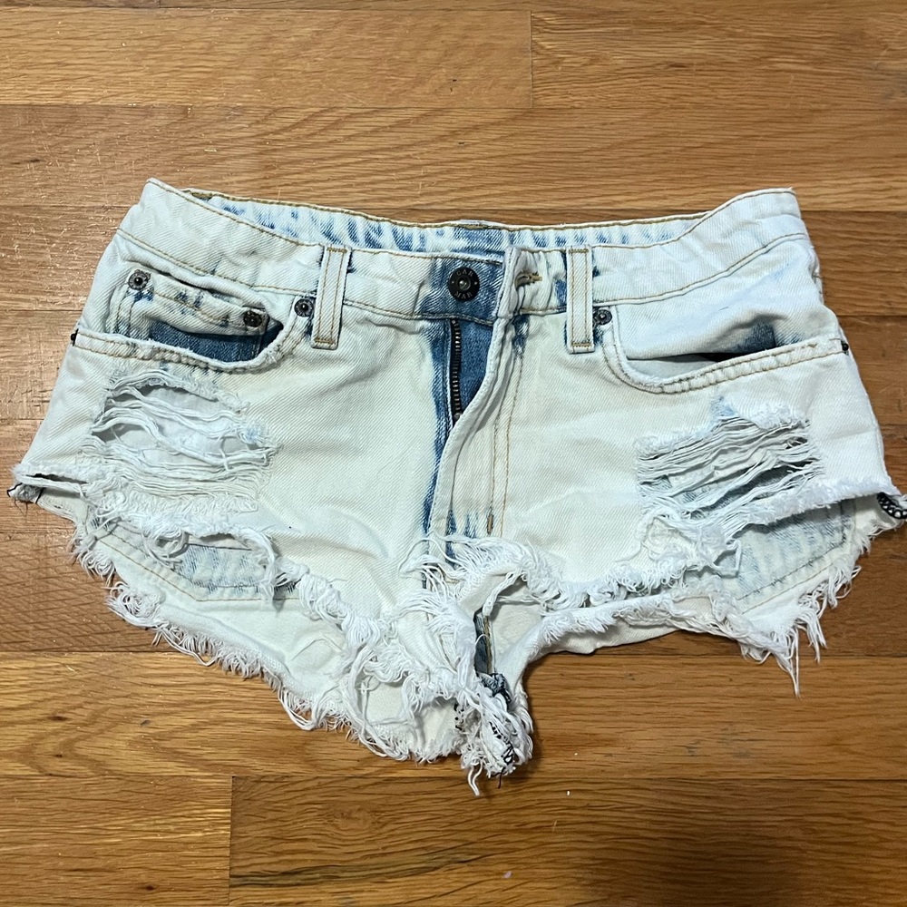Light wash denim shorts
